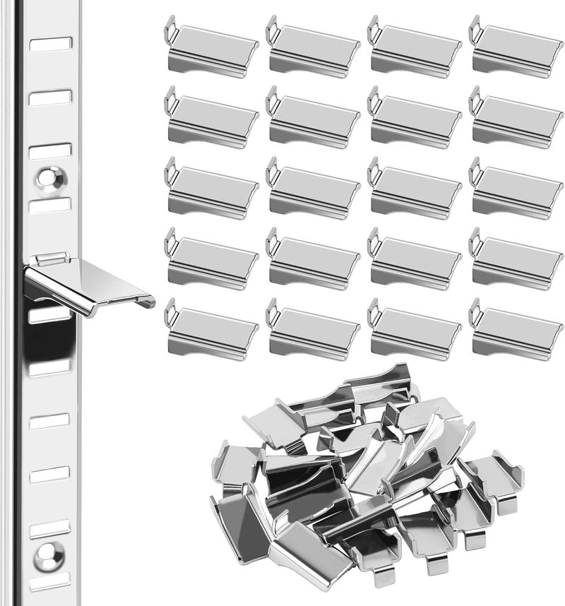 Aothotop Shelf Support Clips Metal Shelf Clips for Adjustable Shelf Brackets Metal Shelving Kitchen Study Partition Cabinet Heavy Duty Stainless Steel Shelf Clips Silver 20 Pcs - Image 1